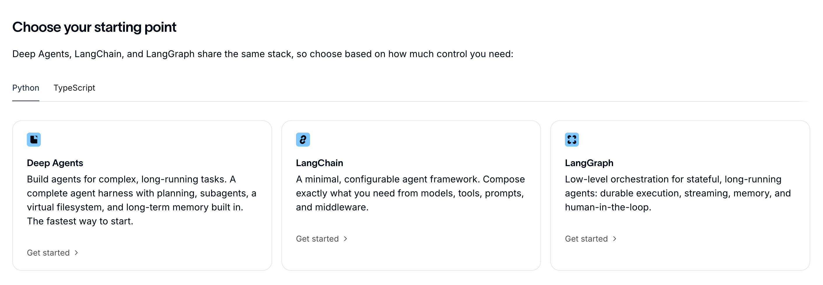 LangChain 官网支持 Python / TypeScript