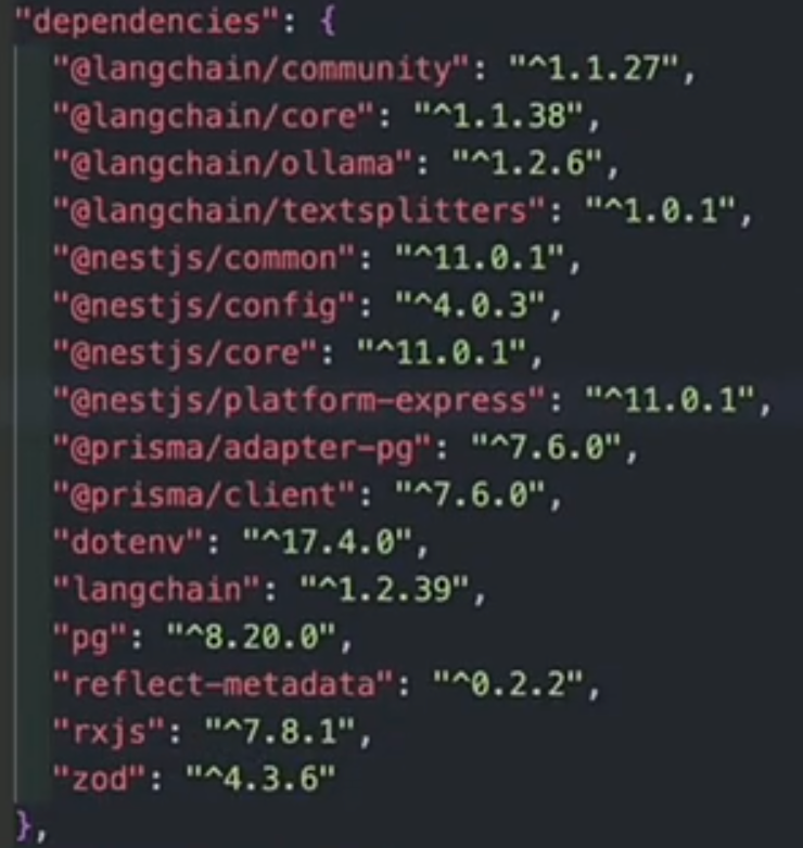 package.json 中的 LangChain 依赖